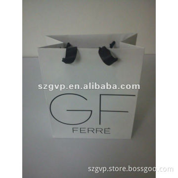 embossed paper shopping bag with ribbon